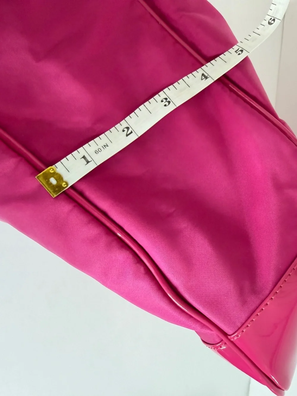Tory Burch Womens Nylon Tote Bag Hot Pink Patent Trim Handbag Travel Work Casual